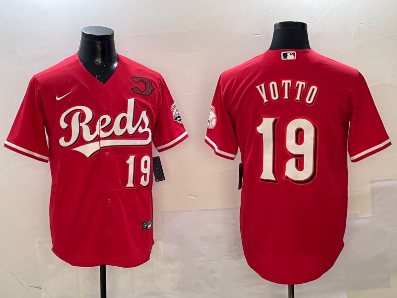 Men Cincinnati Reds #19 Votto Red Game Nike 2025 MLB Jersey style 2